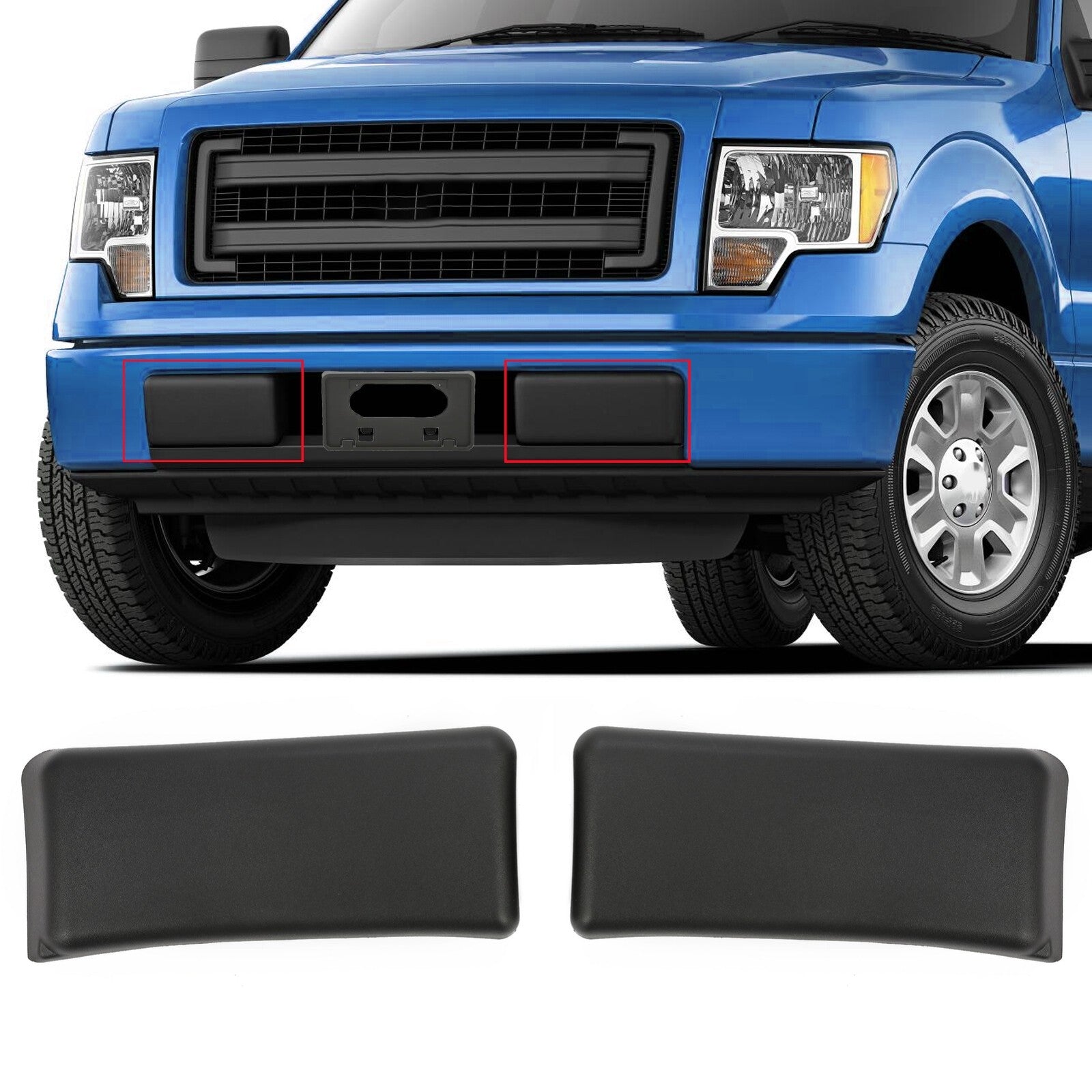 Solid Spare 2PCS Front Bumper Guards Pads End Caps Cover Trim For Ford F150 2009-2014 LH+RH