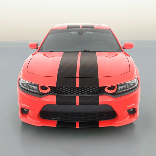 Solid Spare Black Carbon Fiber 10" Vinyl Rally Stripes Racing Stripes For Dodge Charger