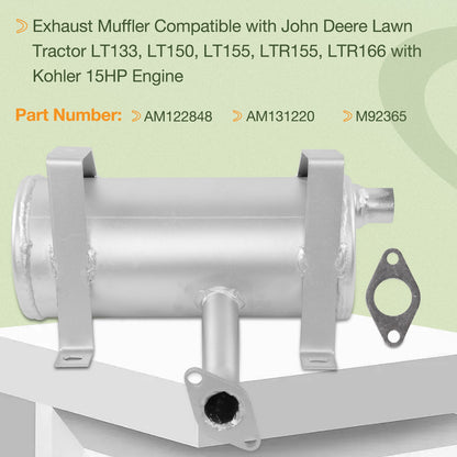AM122848 Exhaust Muffler Silencer For John Deere LT133 Lawn Tractor Kohler 15HP