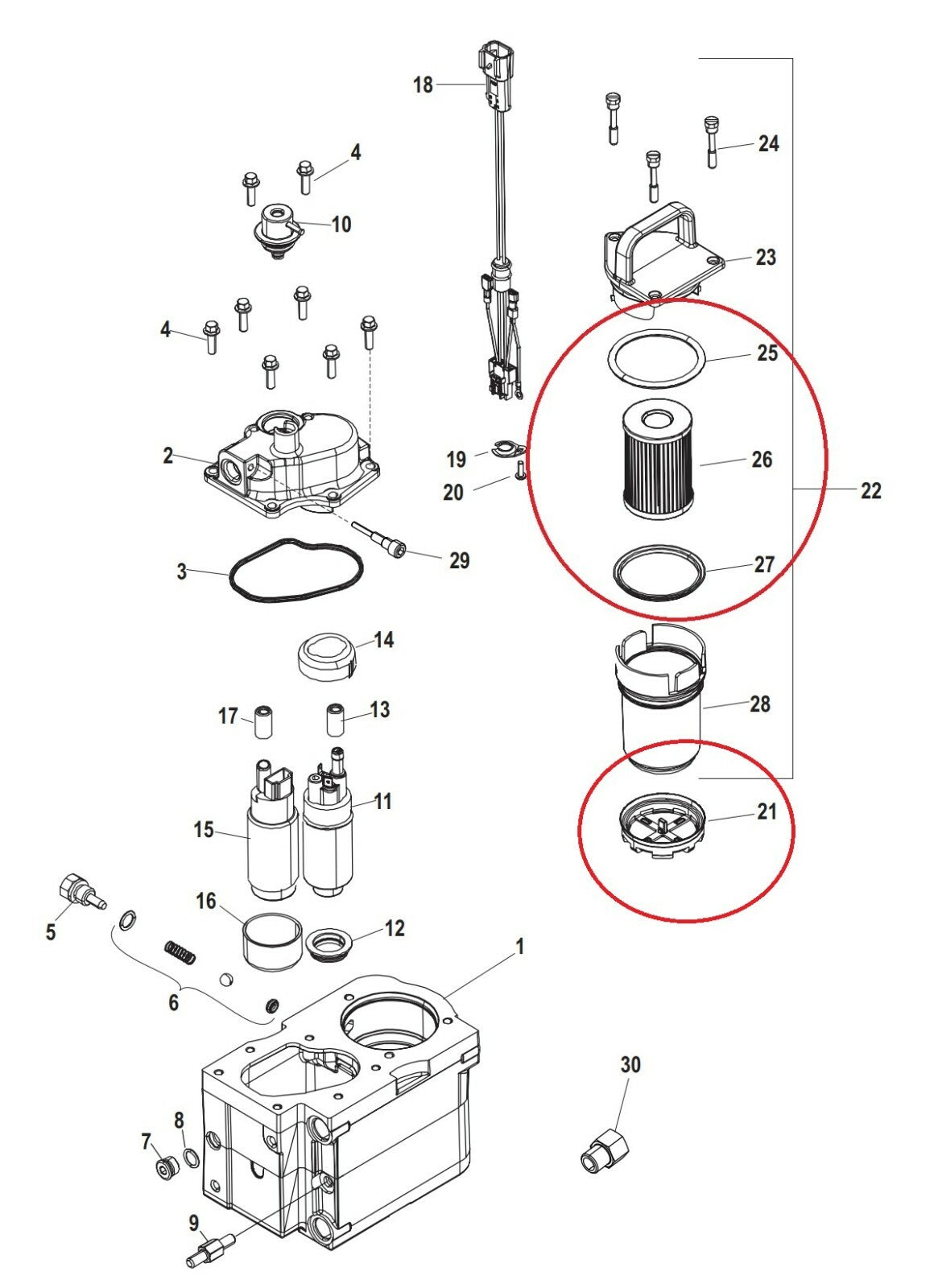 Fuel Filter Kit For MerCruiser - 35-8M0093688, 35-866171A01, 35-892665, 18-7977