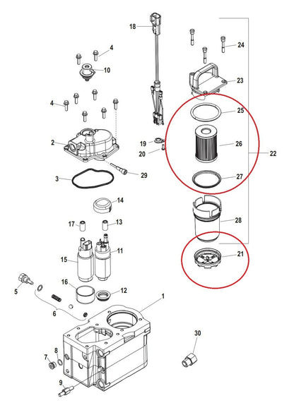 Fuel Filter Kit For MerCruiser - 35-8M0093688, 35-866171A01, 35-892665, 18-7977