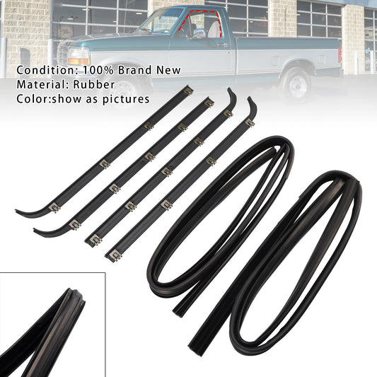 4PCS Door Window Seal Belt Weatherstrip+2PCS Seal Kit For Ford F150 F250 F350