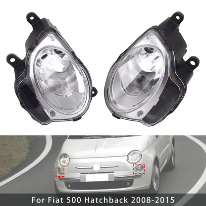 Left+Right High Beam Headlight Headlamp For Fiat 500 Hatchback 2008-2015