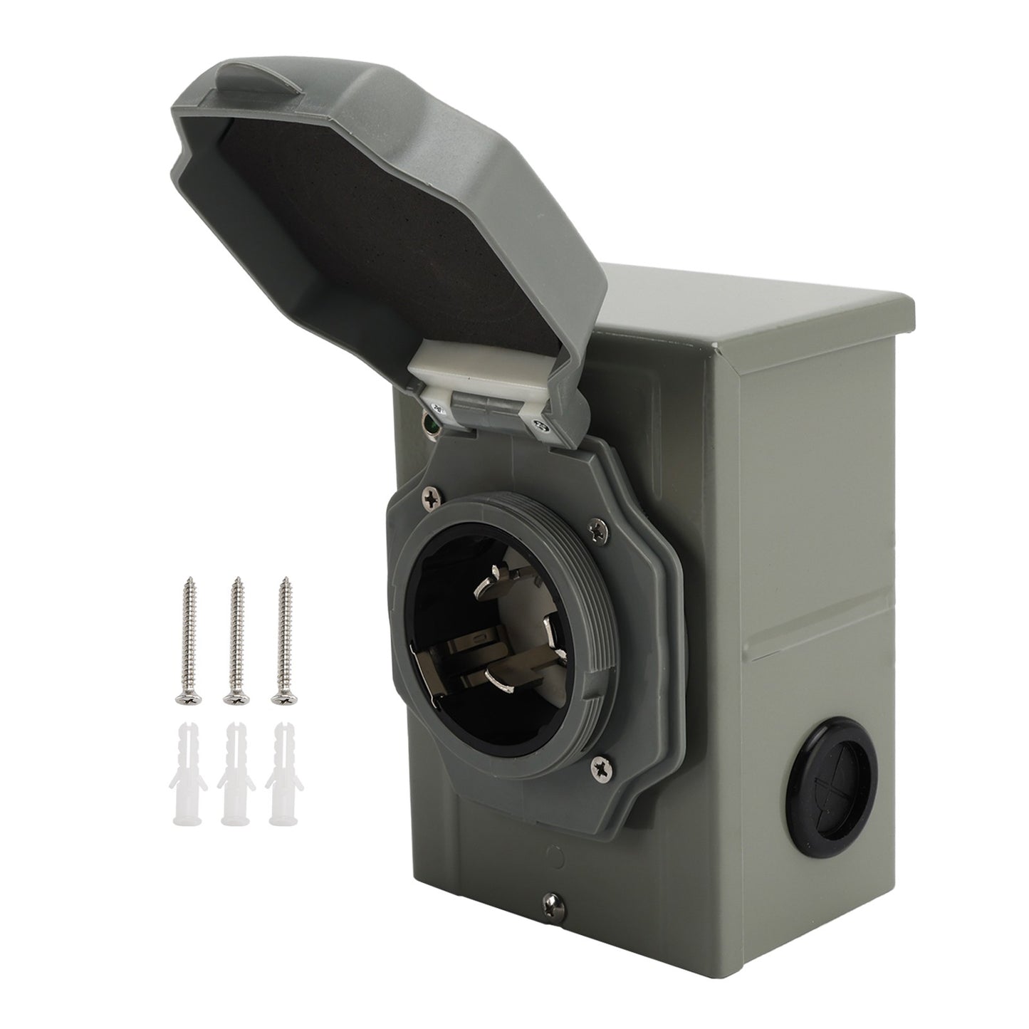RV 50 Amp Power Inlet Box Receptacle 3 Prong Locking Plug with LED Light
