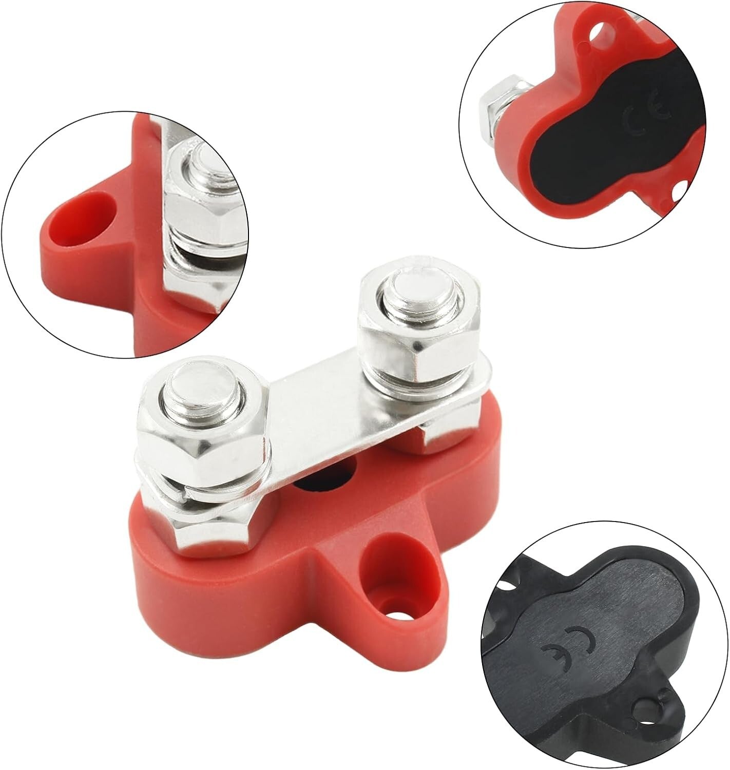 Battery Terminal Block Positive Negative M8 Dual Studs Junction for RV Car Boat
