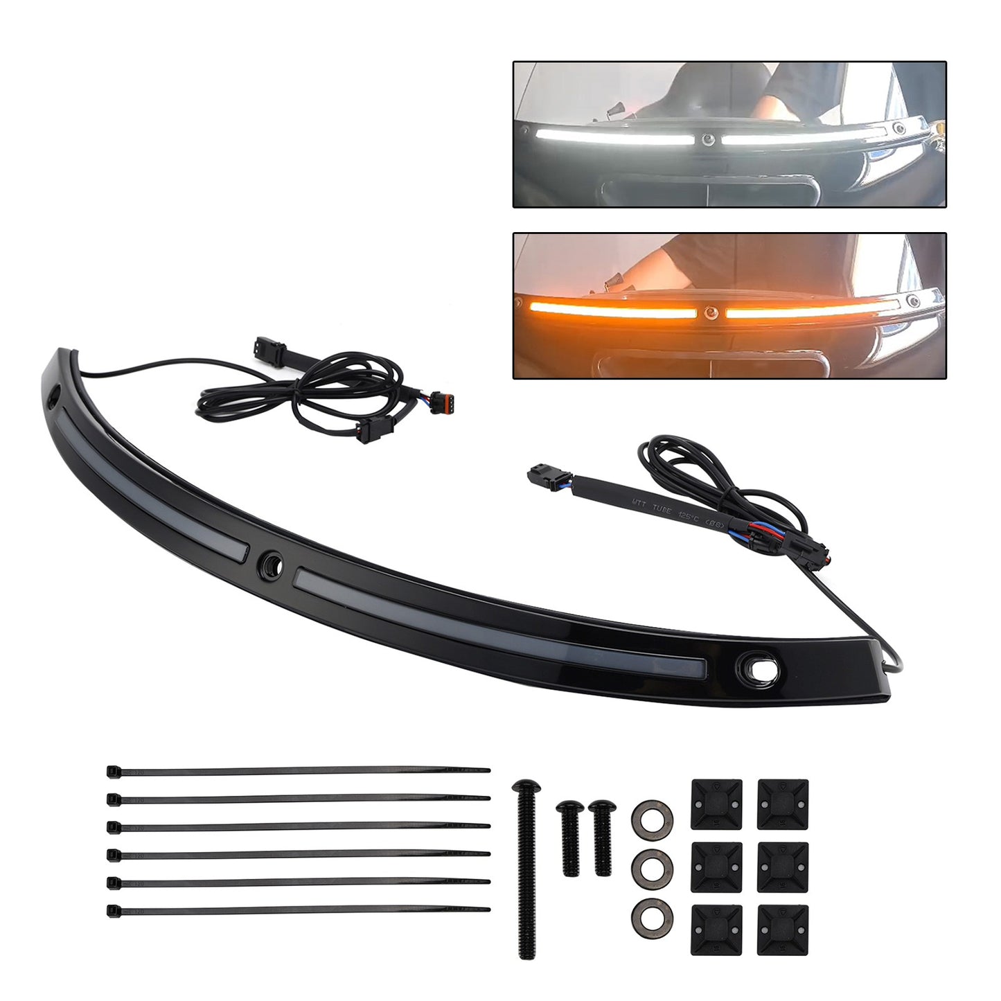 LED Running Turn Signal Light Windshield Trim for 2014+ Electra Glide Black