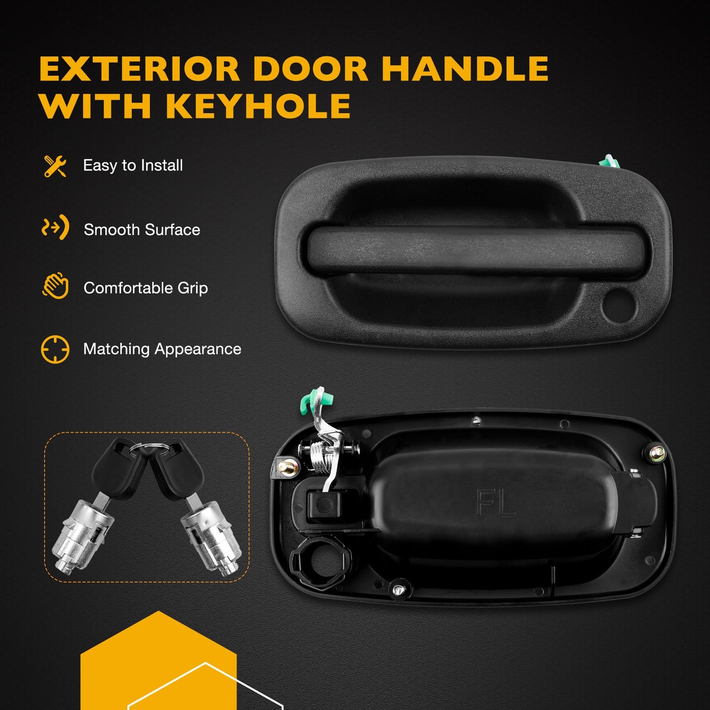 4X Exterior Door Handles w/ Lock Cylinder Fit 99-2007 Chevy Silverado GMC Sierra