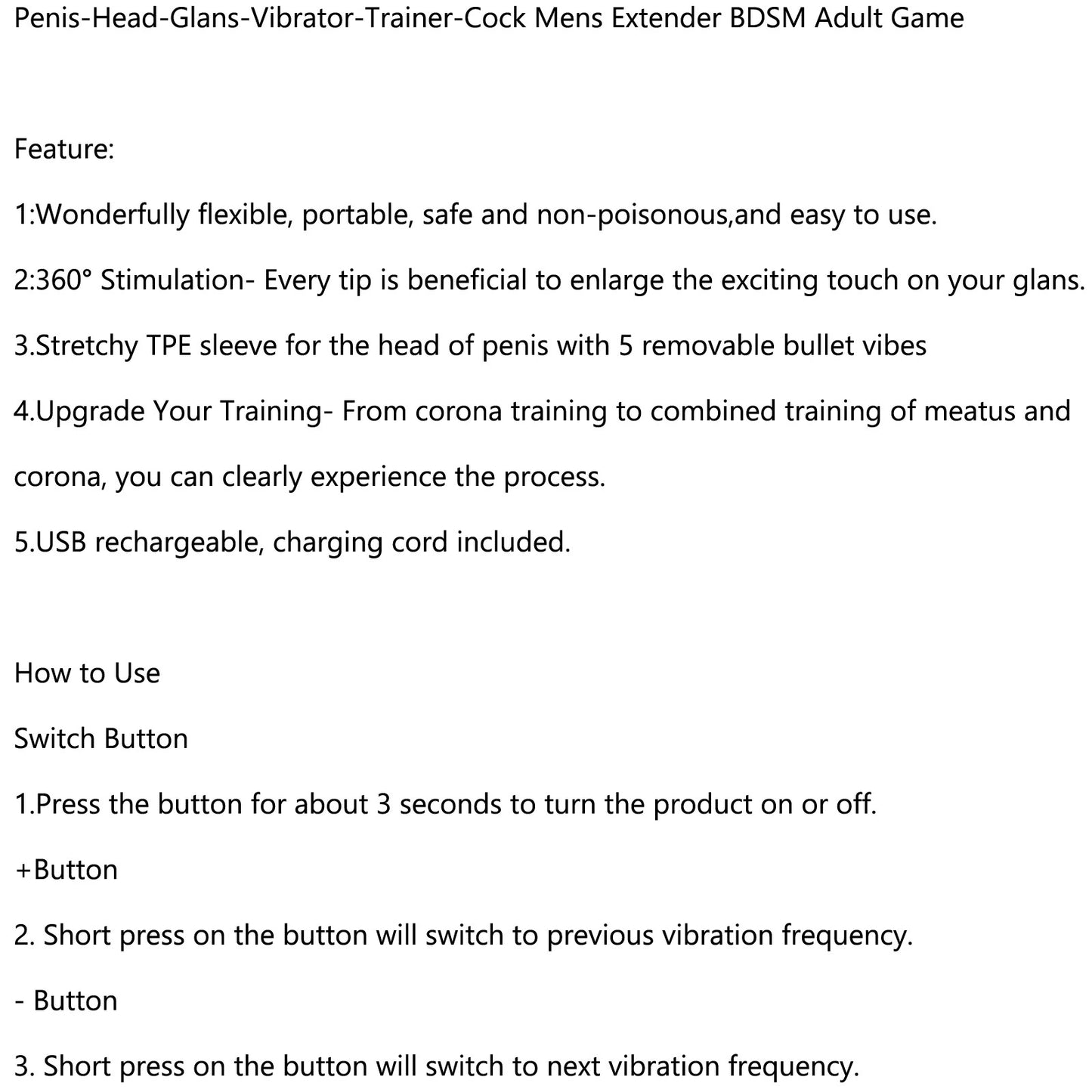Vibrating Penis Head Massager Male Masturbator Glans Vibrator Sex Toys For Men