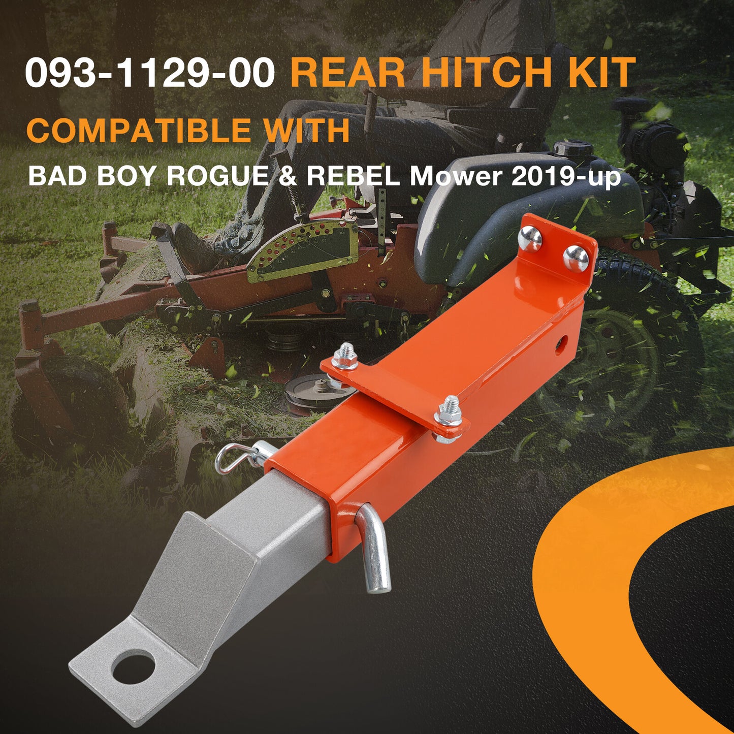 2" Rear Hitch 093-1129-00 Heavy-Duty For 2019+ Bad Boy Rebels Rogue Model Orange