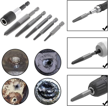 6Pcs Stud Screw Extractor Remover 1/4 Inch Hex Shank Damaged Bolt Drill Bit Tool