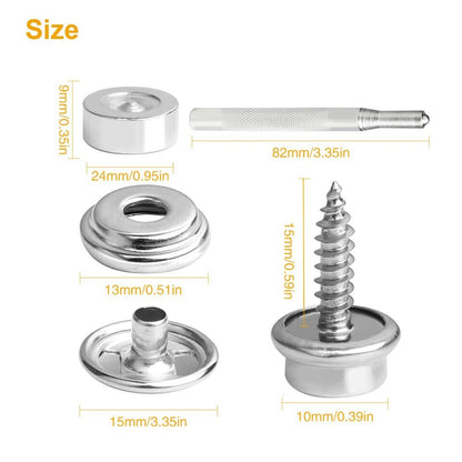152Pcs Snap Fastener Boat Canvas Marine Screw Press Stud Cover Button Tool Kit