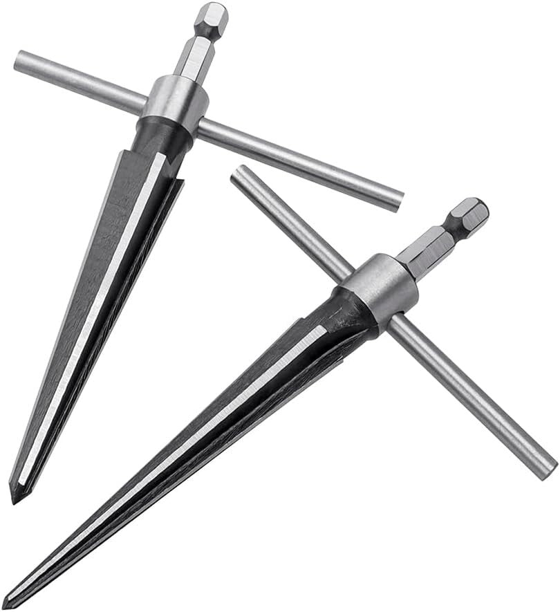 2Pcs T Handle Taper Reamer Tool Set 6 Fluted Chamfer Reaming 1/4 Inch Hex Shank