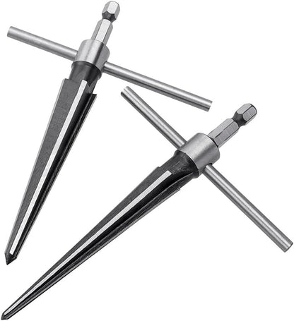 2Pcs T Handle Taper Reamer Tool Set 6 Fluted Chamfer Reaming 1/4 Inch Hex Shank