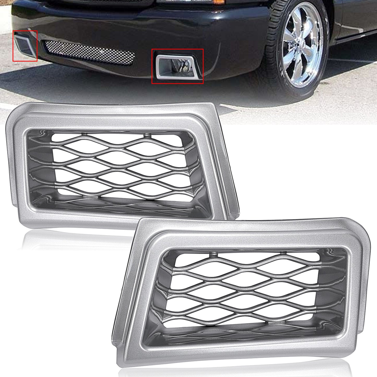Solid Spare For 03-07 Chevrolet Silverado SS-Style Bumper Caliper Air Duct Left Right Pair