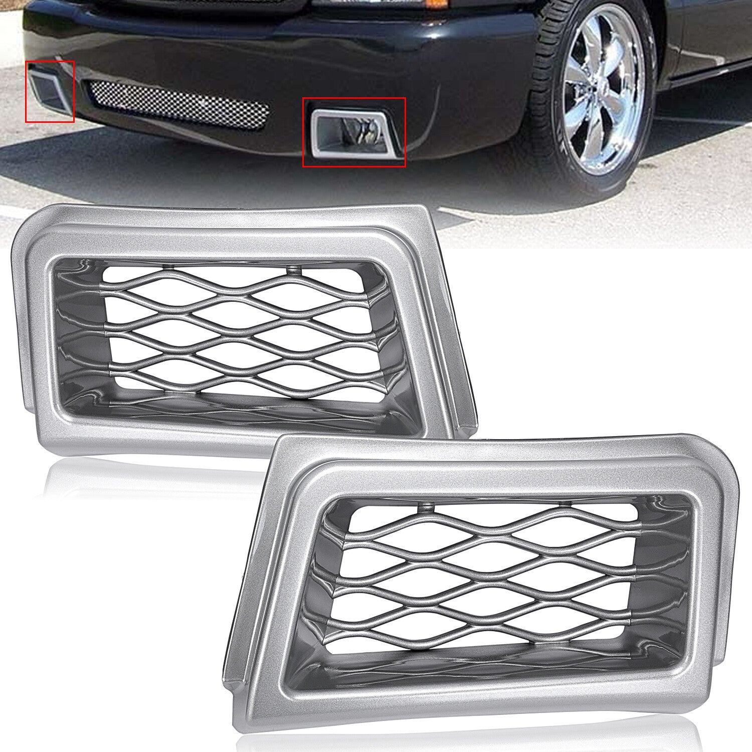 Solid Spare For 03-07 Chevrolet Silverado SS-Style Bumper Caliper Air Duct Left Right Pair