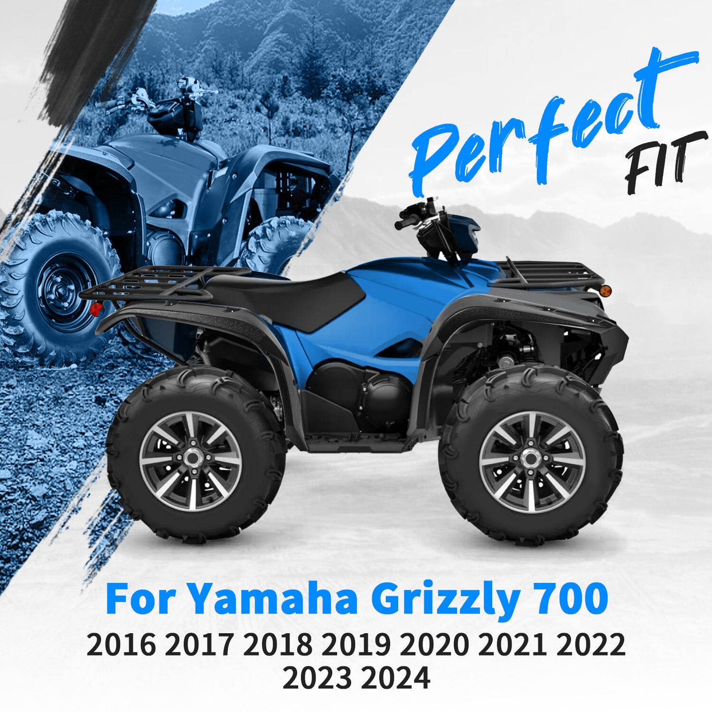 Solid Spare Fender Flare Guard For Yamaha Grizzly 700 2016-2025 4PCS Overfender Mud Guard
