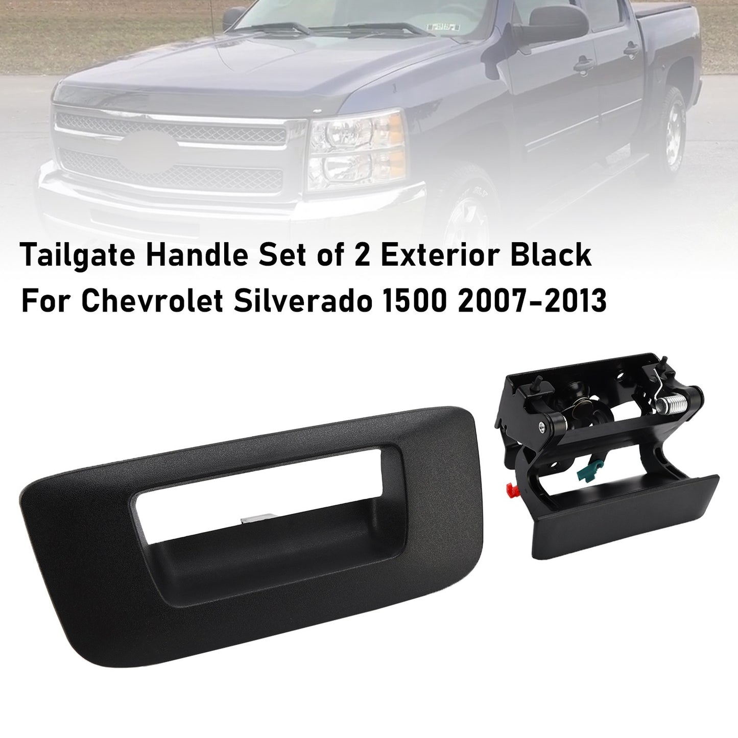 Tailgate Handle Set of 2 Exterior Black For Chevrolet Silverado 1500 2007-2013