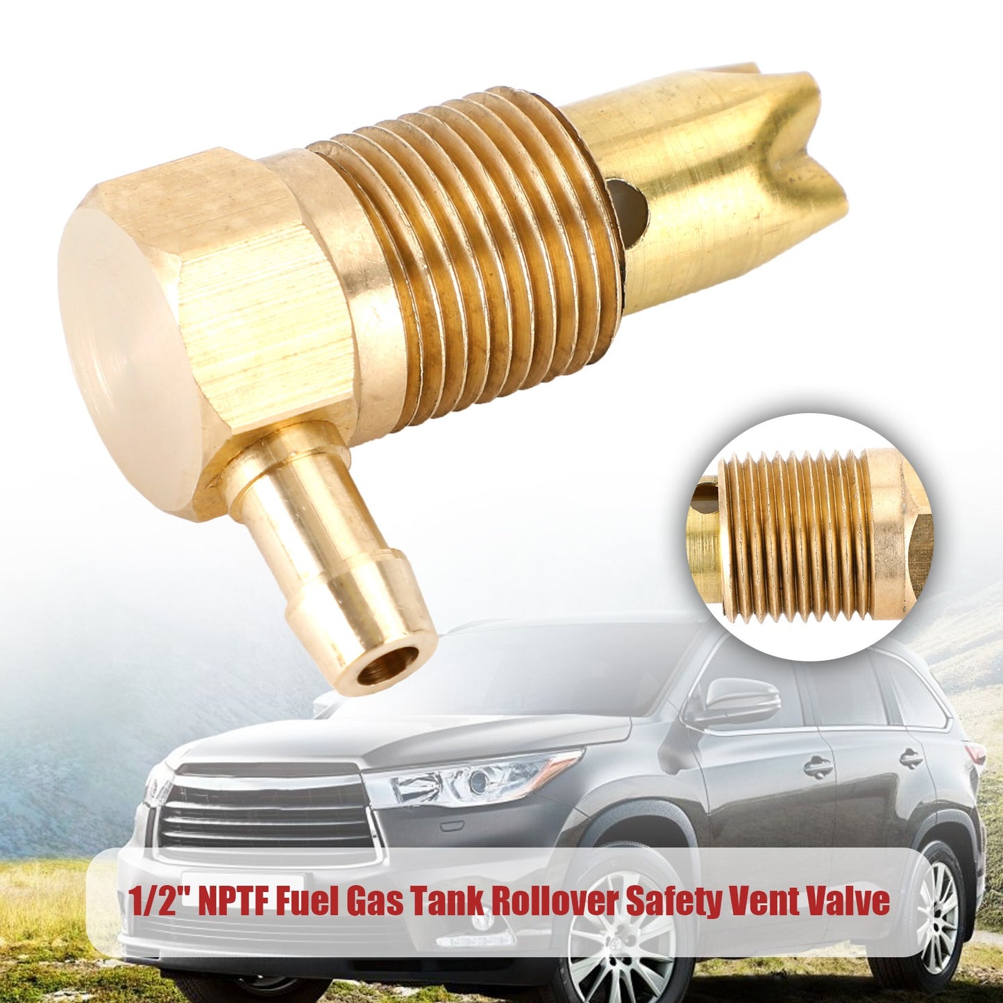 1/2" NPTF Fuel Gas Tank Rollover Safety Vent Valve Assembly 5/16 Hose UE