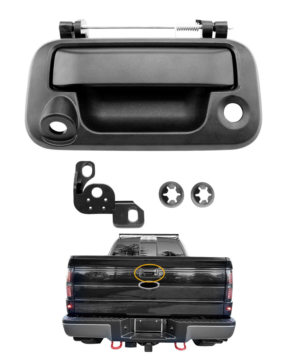 Metal Tailgate Latch Handle w/ Camera Hole For 04-16 Ford F150 F250 F350 Lincoln