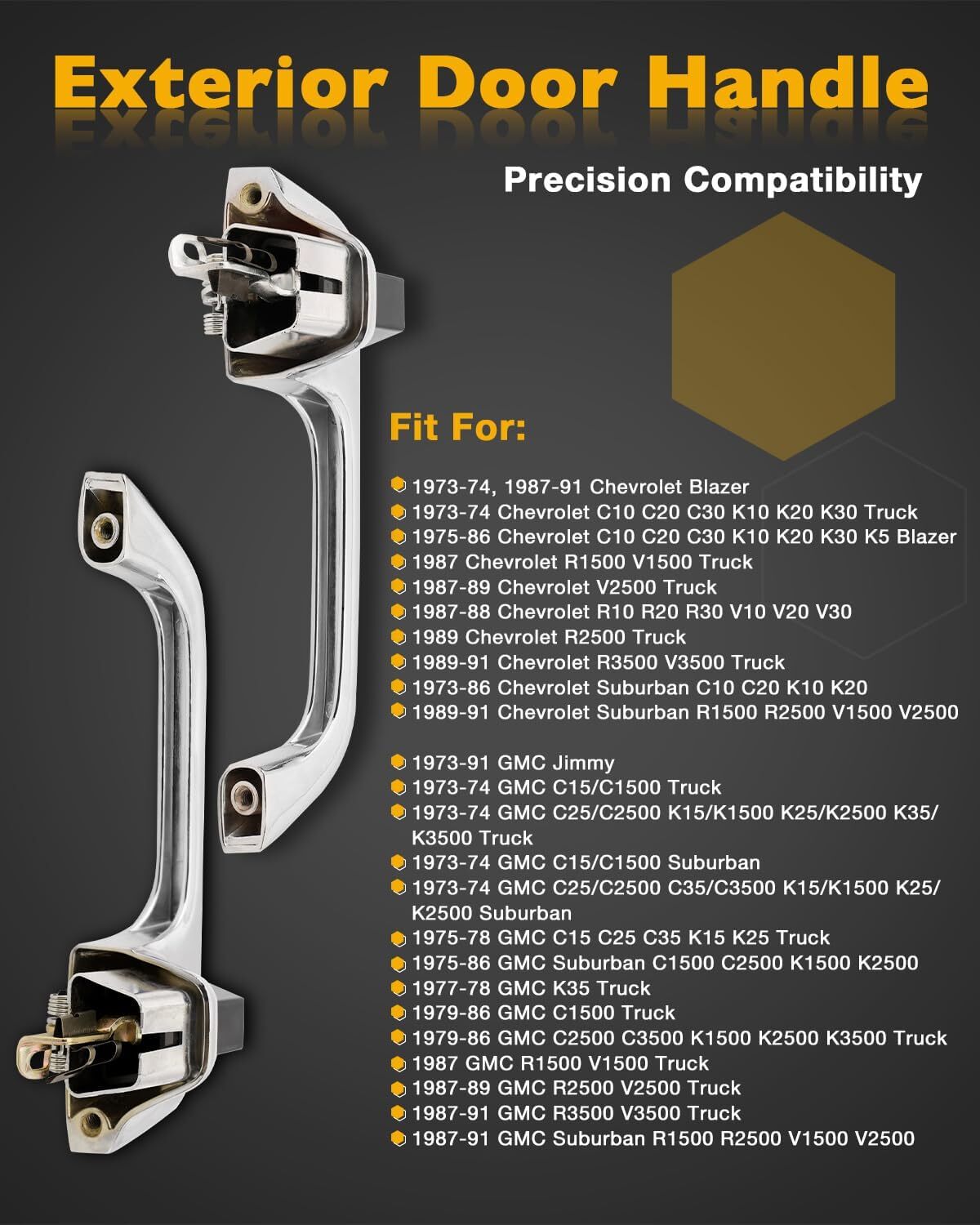 Chrome Metal Exterior Door Handle Set For 73-91 Chevy Blazer GMC C/K 1500 TRUCK