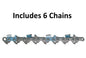 Solid Spare 6 Pack Oregon 20" Loop Professional Chisel Chain 72LGX-72 Drive Links
