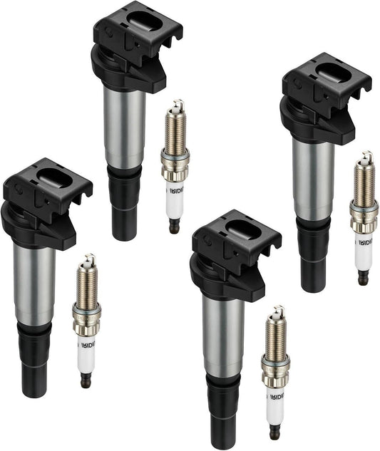 Solid Spare 4x UF598 Ignition Coil Pack ＆ Spark Plug Kit For 07-16 Mini Cooper Peugeot 1.6L