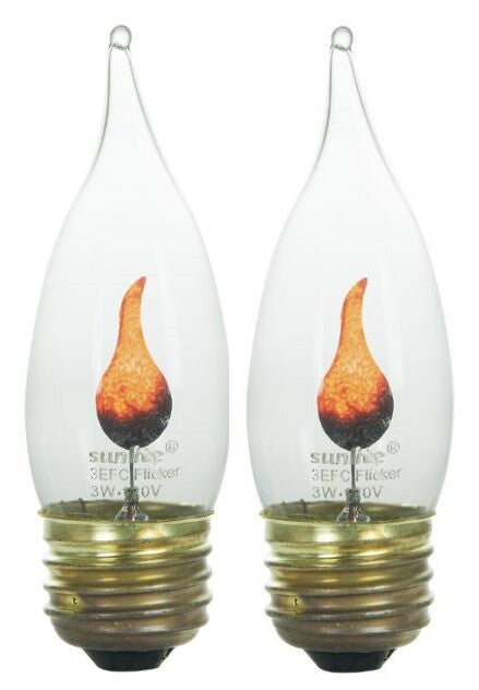 Solid Spare 2-Pack Flame Light Bulb Flicker Edison E26 Standard Base Flickering Orange Glow