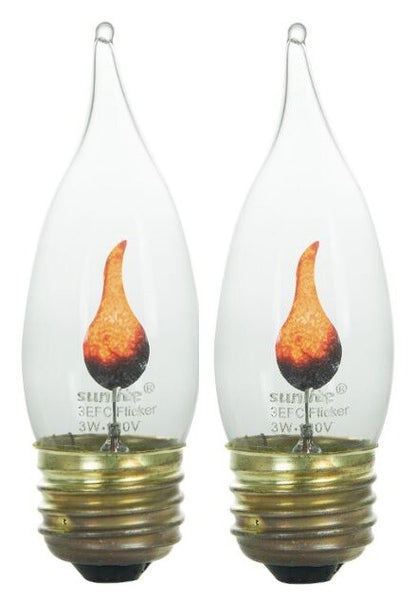 Solid Spare 2-Pack Flame Light Bulb Flicker Edison E26 Standard Base Flickering Orange Glow
