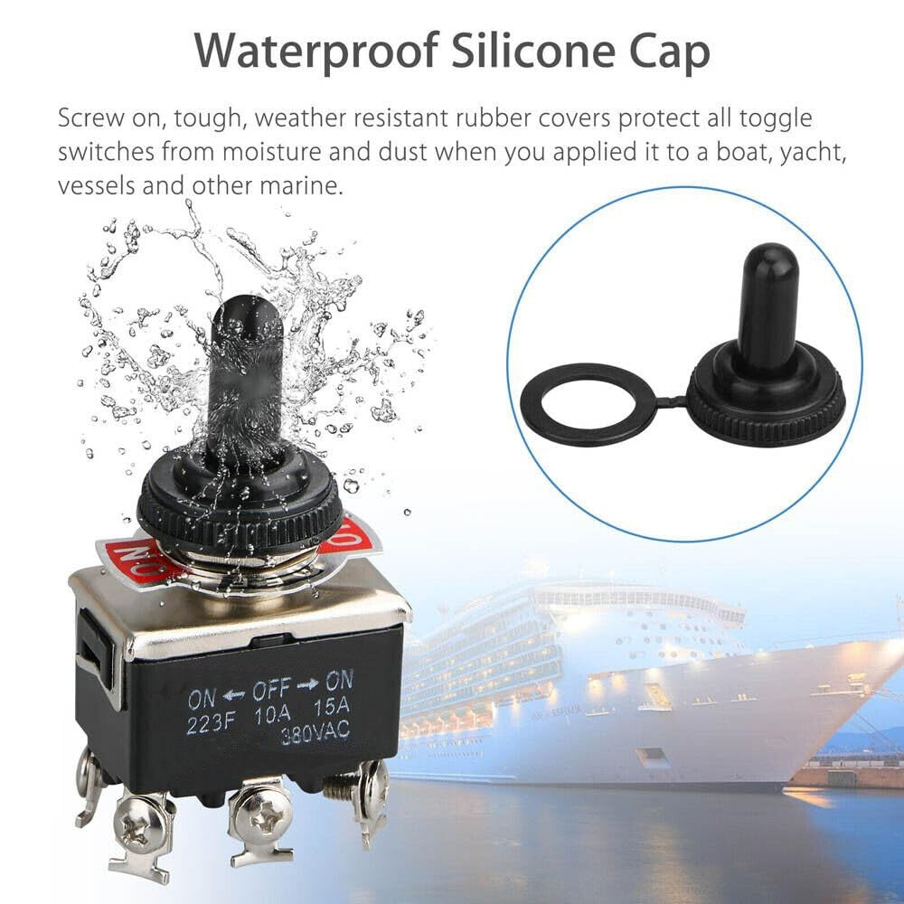 2-pack Waterproof 6pin DPDT Momentary Toggle Switch Boot Cap ON/OFF/ON Amp