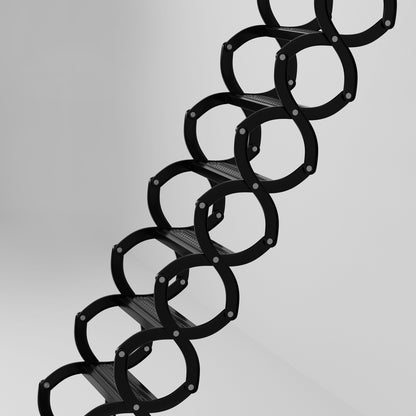 Wall Mounted Folding Ladder Black Loft Attic Stairs Pull down 12 Steps*