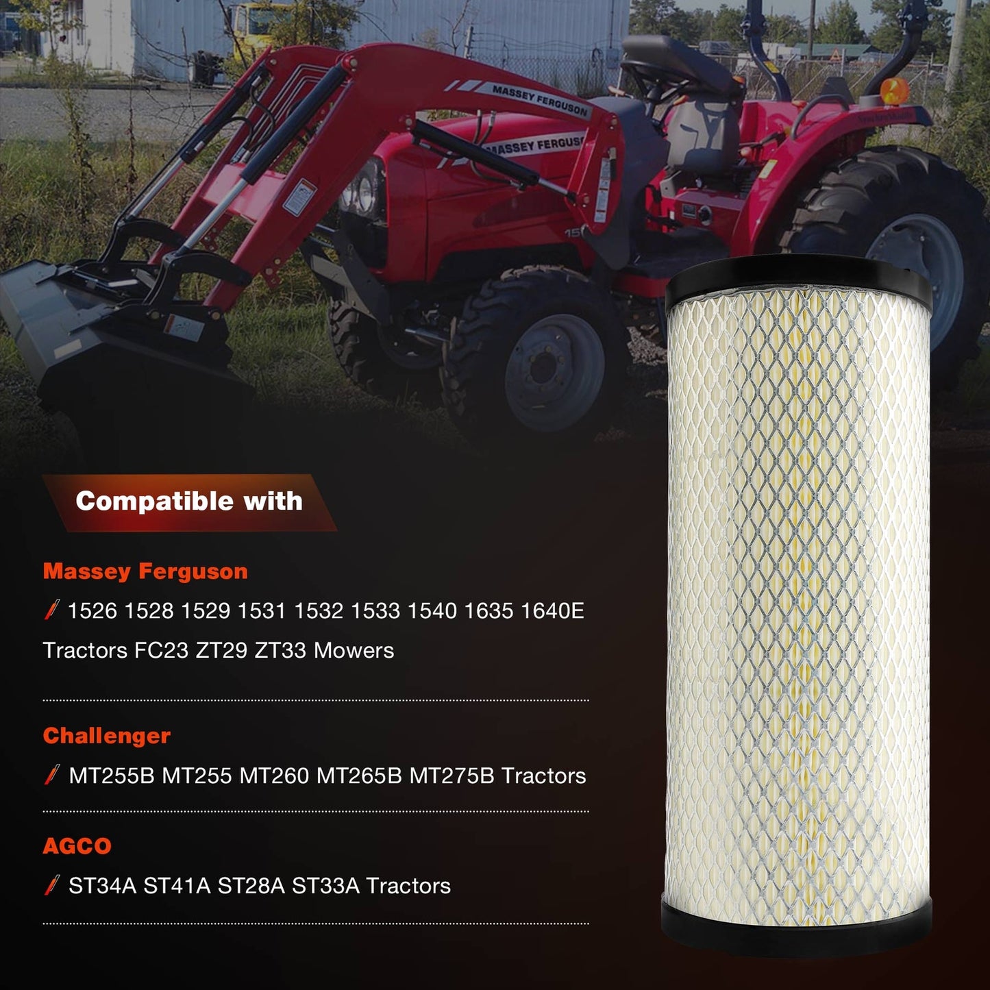 Air Filter 3607884M92 for Massey Ferguson 1233 1526 1528 1529 1531 1532 1533