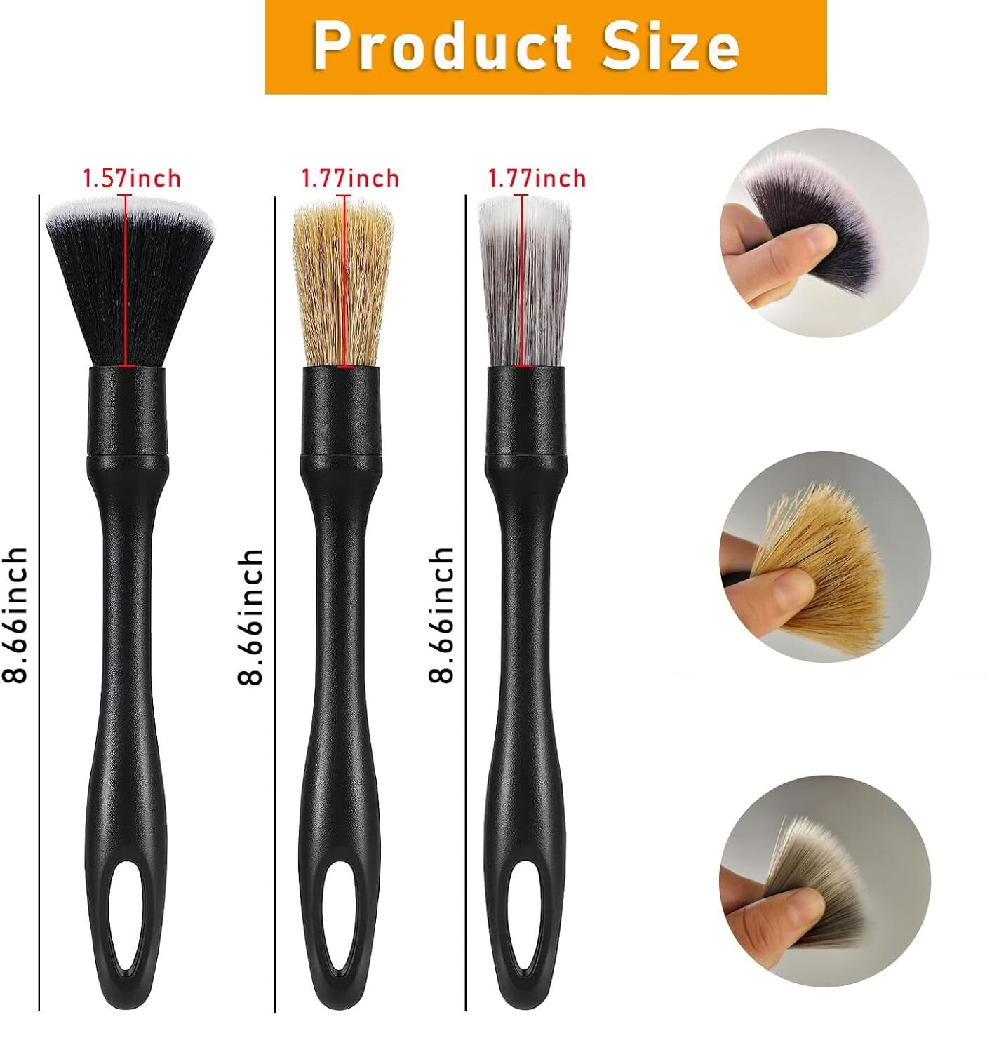 3pcs Car Detailing Brush Wash Auto Detailing Cleaning Kit Engine Wheel Clean Set