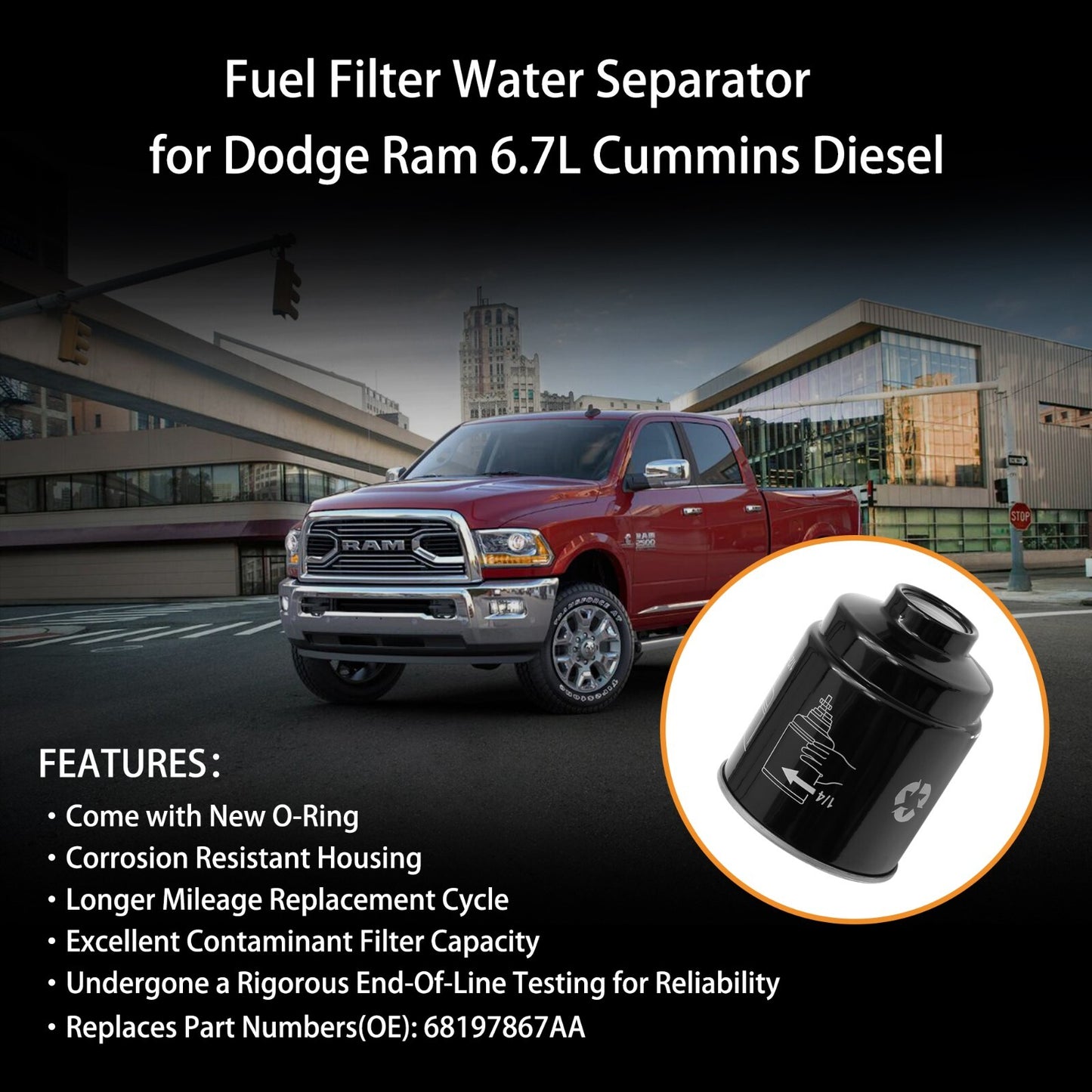 Fuel Filter 6.7L Cummins Diesel Kit for 2013-2018 Dodge Ram 2500 3500 4500 5500