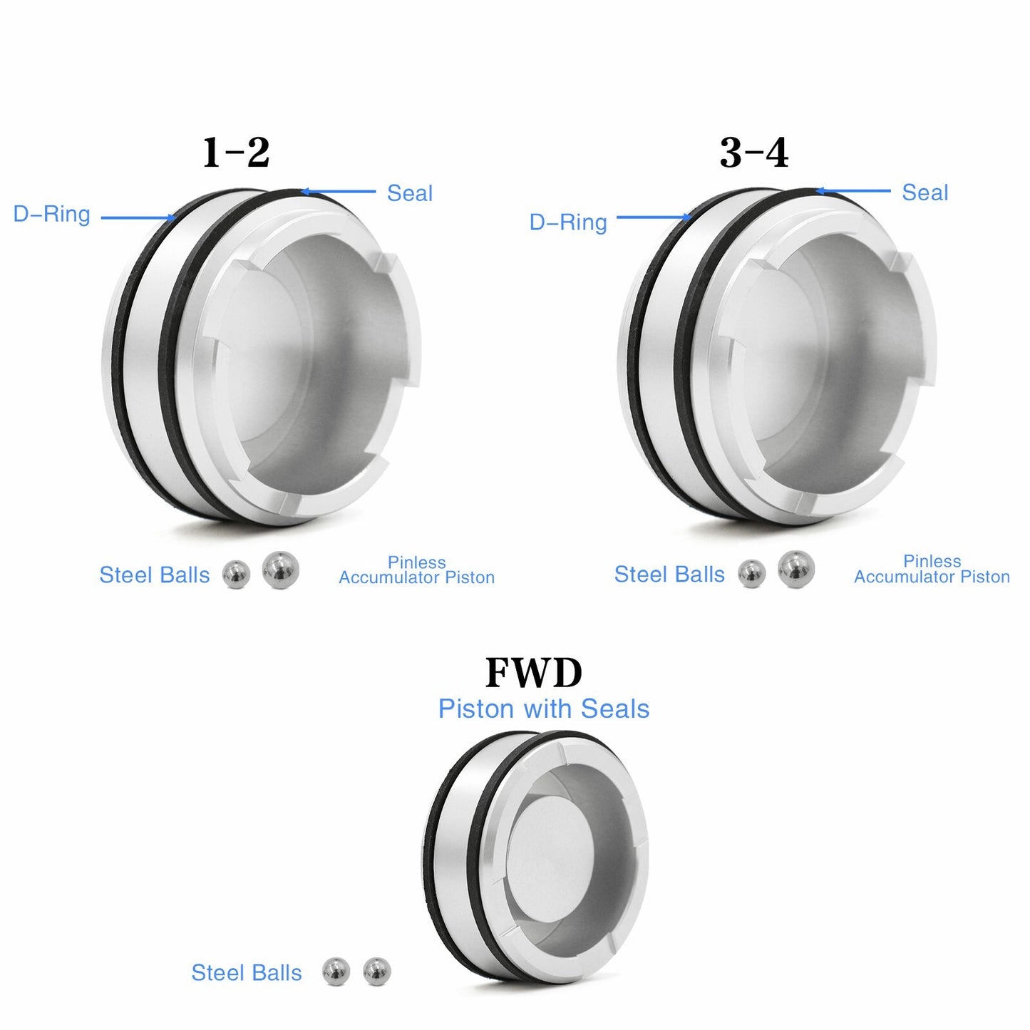 For 4L60E 4L65E 4L70E Pinless Forward Accumulator Piston Kit 1-2 and 3-4