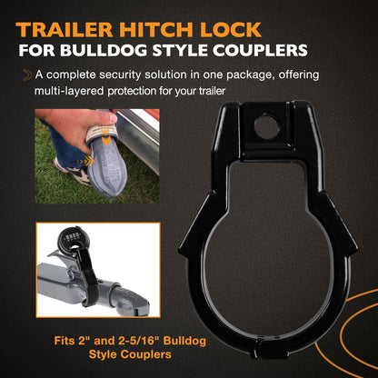 Hitch Coupler Lock w/ Combination Lock For Bulldog Style Couplers Heavy Duty