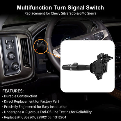 Turn Signal Wiper Hazard Switch for 2014-2021 Chevy Silverado GMC Sierra & More