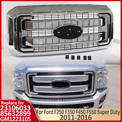 Chrome Front Bumper Grille For Ford F250 F350 F450 F550 2011-2016 Platinum Style