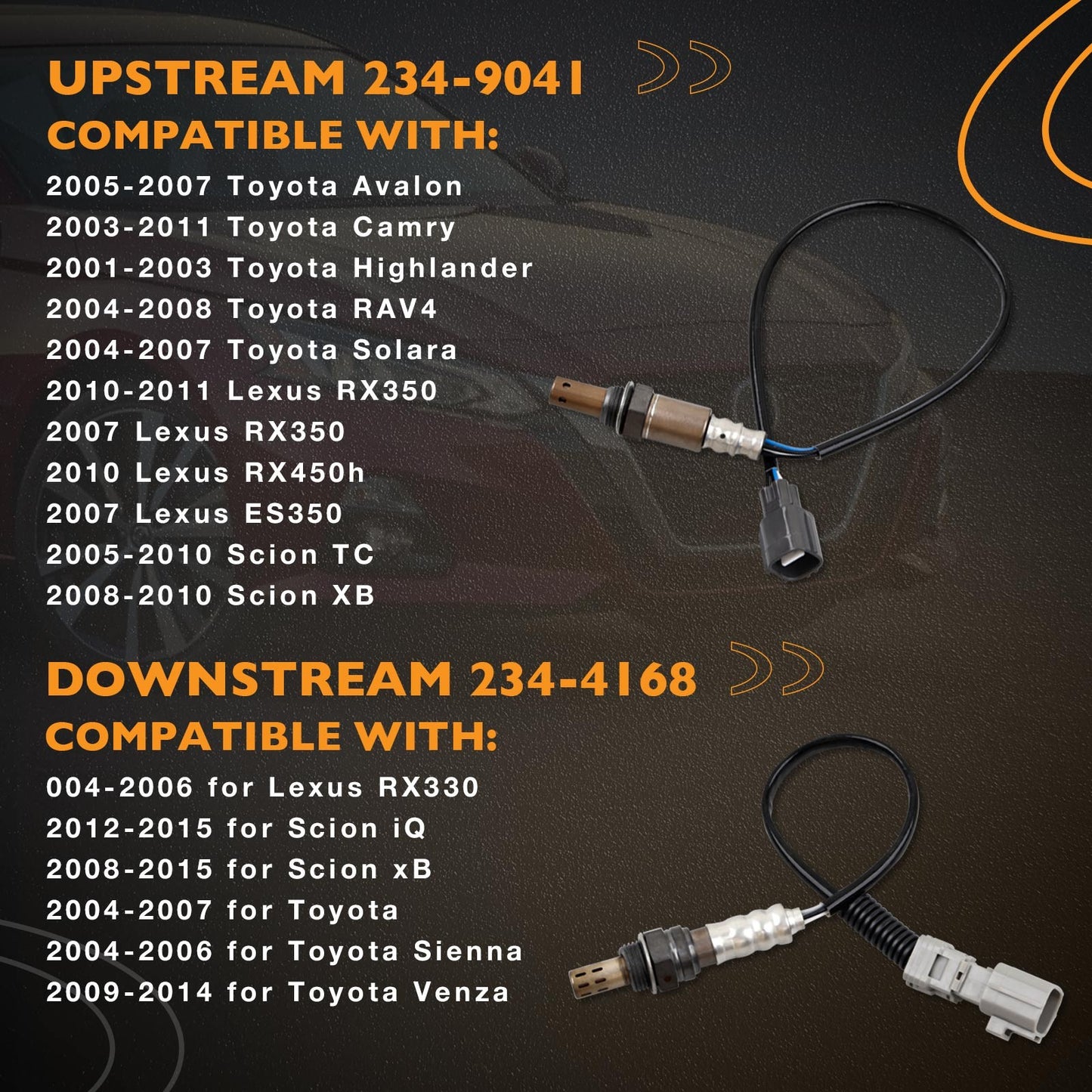 2Pcs Upstream & Downstream O2 Oxygen Sensor For 03-06 Toyota Camry RAV4 2.4L L4