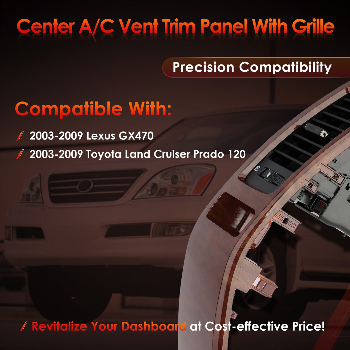 Instrument Air Vent Finish Panel Garnish Fits 2003-2009 Lexus GX470 Toyota Prado