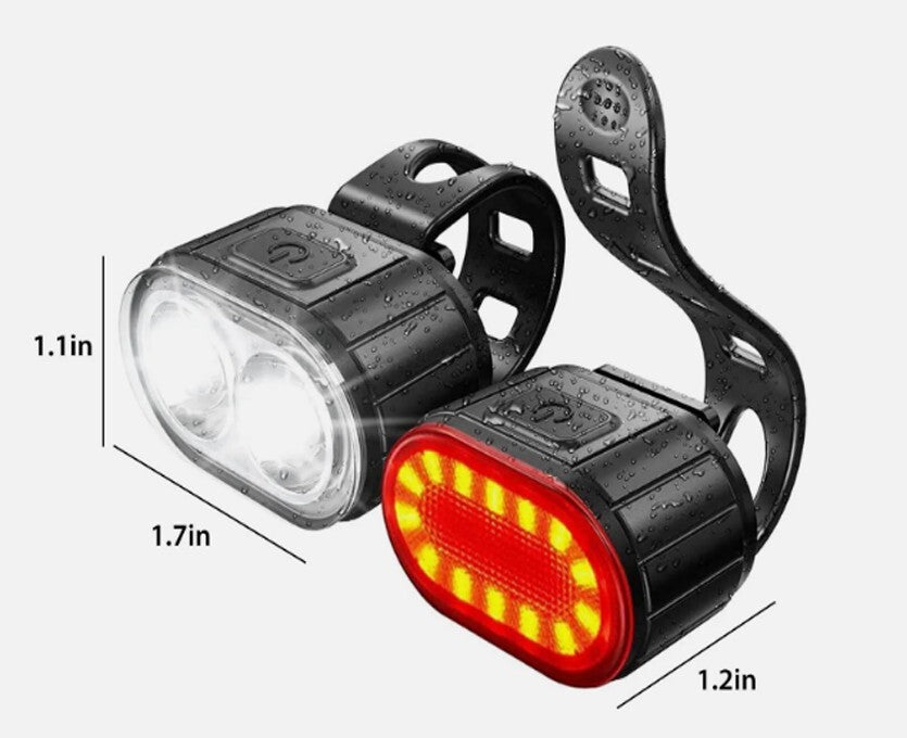 USB Rechargeable LED Bicycle Headlight Bike Front Rear Light Cycling Lamp Set