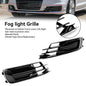 2PCS Front Bumper Foglight Cover Grill Fit Audi A6 C7 2014-2018 Black Chrome