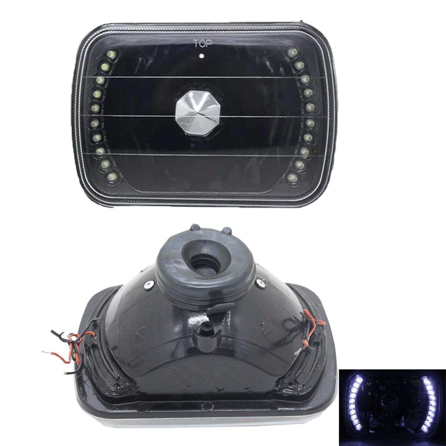 LED Headlights 5x7" 7x6" Inch H4 HB2 9003 For 1989-1997 Nissan Pickup 1983-1988