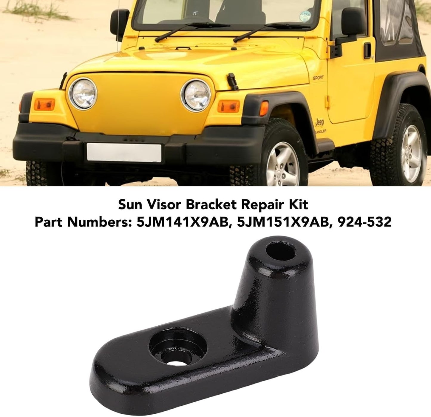 2) Bracket Sun Visor Repair Kit For Jeep Wrangler 2003-2006 Aluminum 924-532