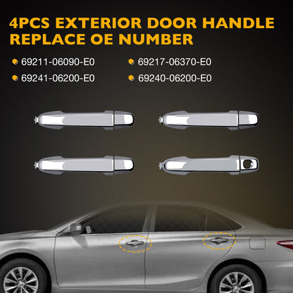 4X Exterior Door Handles Front Rear Side LH RH Fit 2012-2017 Toyota Camry Chrome