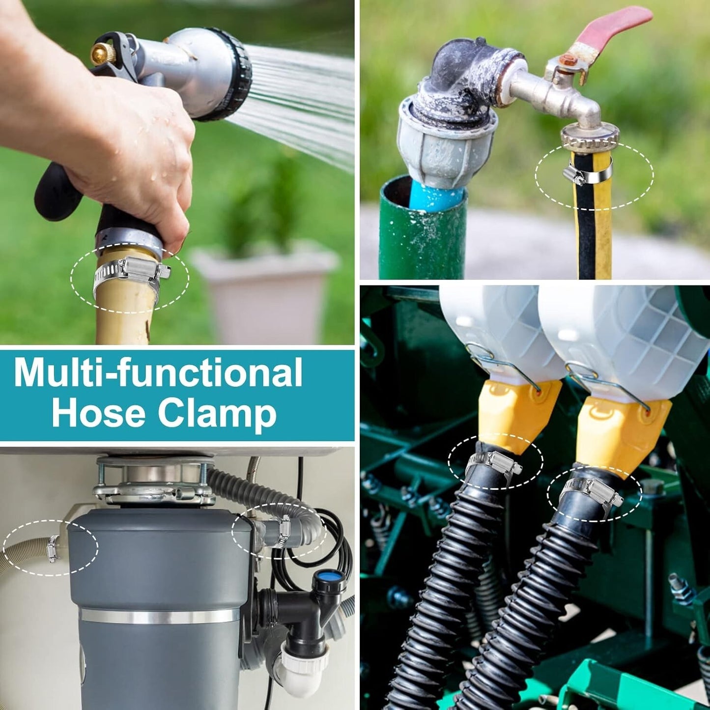 10x 2 Inch Stainless Steel Hose Clamps Worm Gear Duct Clamps Adjustable+Wrench