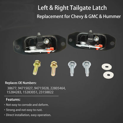 2X Tailgate Latch Assembly For 07-18 GMC Sierra Chevy Silverado 1500 2500 Hummer