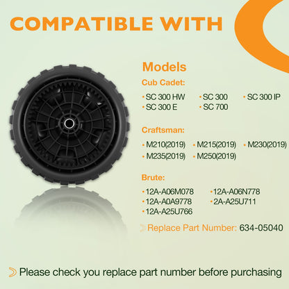 2x 8" Lawn Mower Wheel For Brute Craftsman Yard Machine Cub Cadet MTD 634-05040