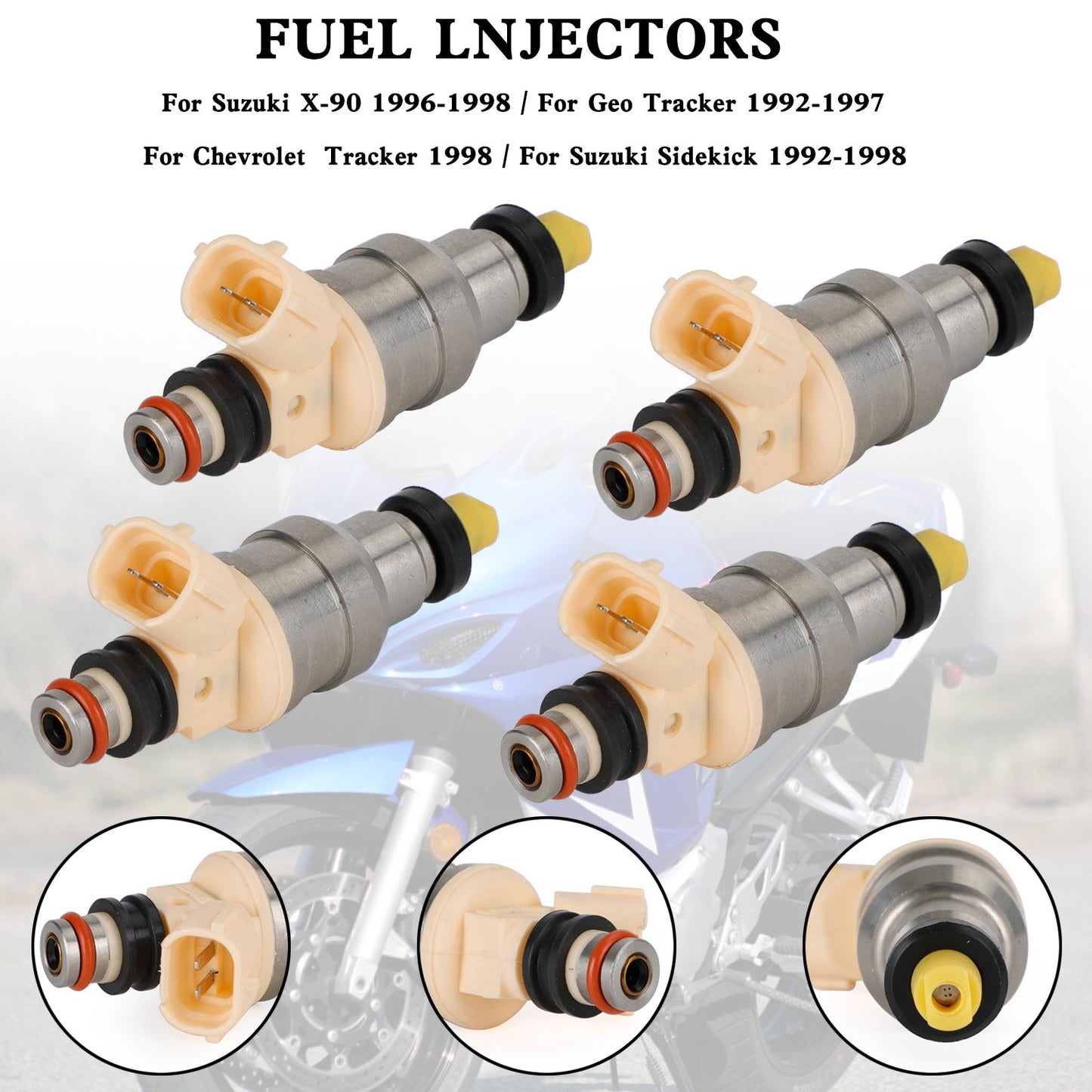 4PCS 15710-58B00 Fuel Injectors Fit Suzuki Sidekick Tracker X-90 1.6L INP-470