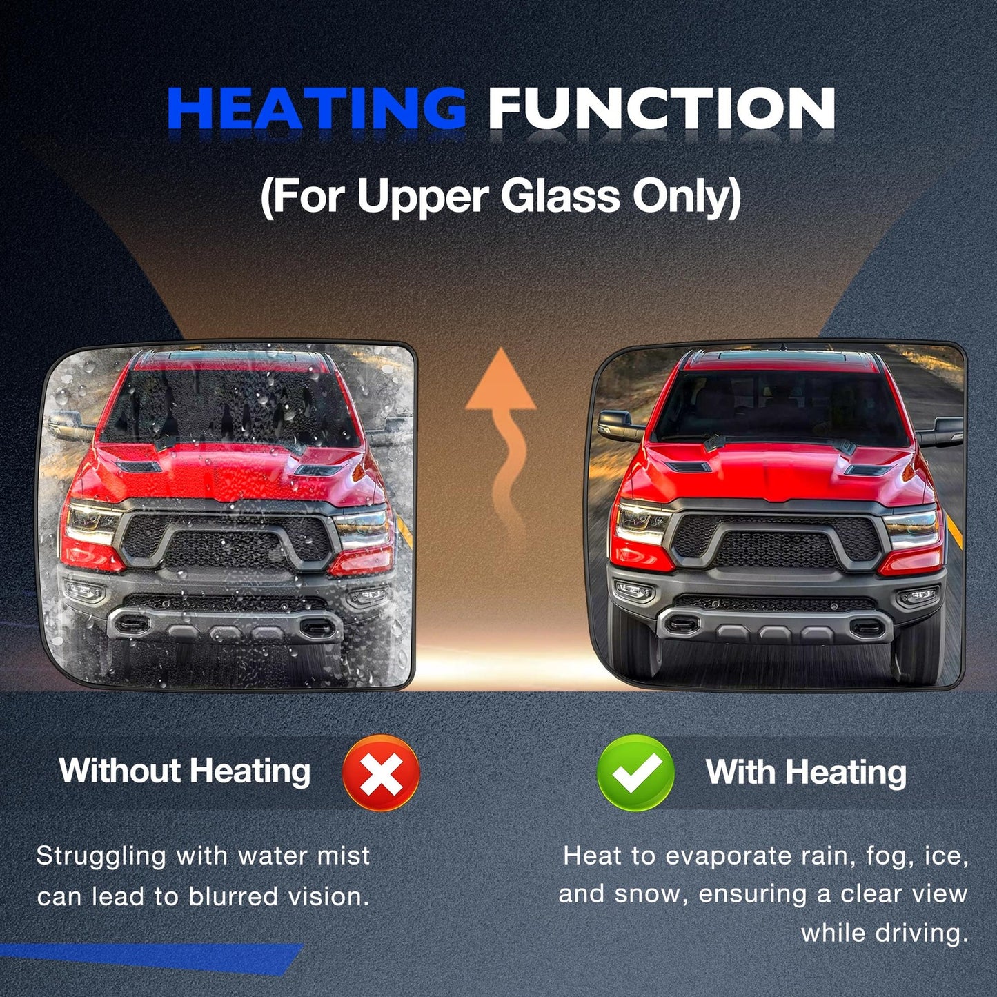 Upper & Lower Tow Mirror Spotter Glass Driver Side For 10-20 RAM 1500 2500 3500