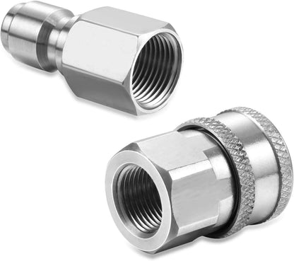 2 Sets Npt 3/8 Inch Pressure Washer Quick Connect Kit, Stainless Steel Male And